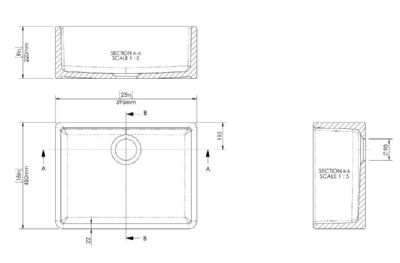 NUIE SOFT BLACK BUTLER CERAMIC SINK with CENTRAL WASTE without OVERFLOW - W595 x D450 x H220mm, BU40024 (UF) NUIE SOFT BLACK BUTLER CERAMIC SINK with CENTRAL WASTE without OVERFLOW - W595 x D450 x H220mm, BU40024 (UF)
